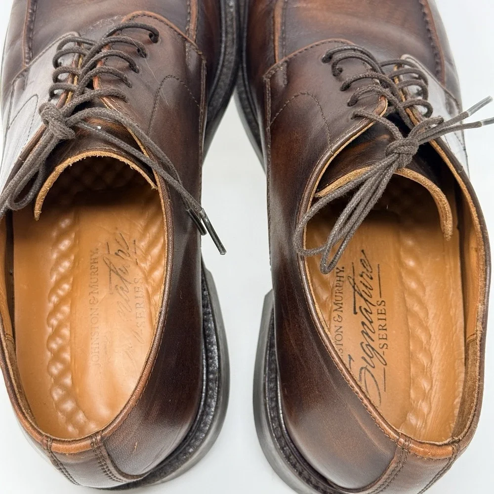 Johnson & Murphy Signature Split Toe Oxford Shoes 8.5‎ M Made In Italy 15-3850
